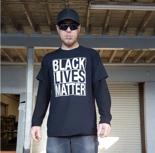 Black Lives Matter shirt, bold white block print on black tee